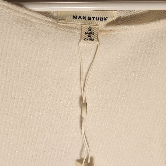 Max Studio Nordstrom Heather Oatmeal Ruched Sleeve Knit Sweater Size Large NWT - - Picture 3 of 5